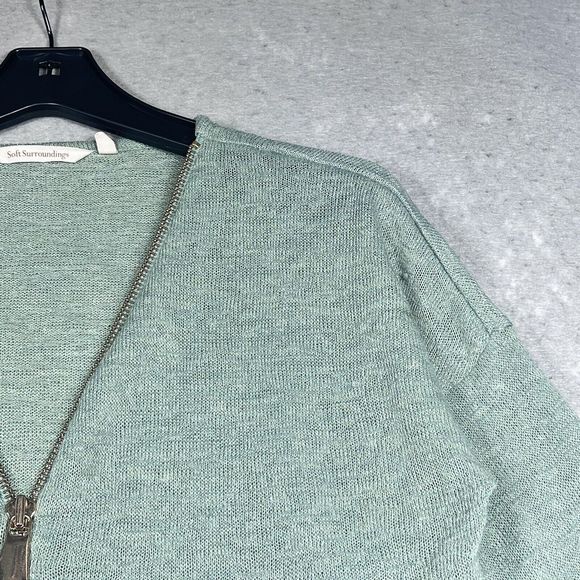 Soft Surroundings Sweater Womens Size Medium Green Sage 1/2 Zip Pullover - Picture 4 of 13
